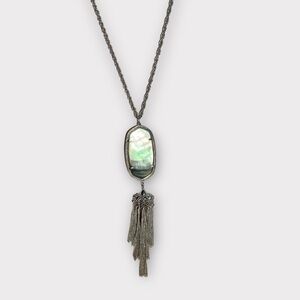 Kendra Scott Rayne Long Pendant Necklace in Dichroic Glass 30” Adjustable Chain